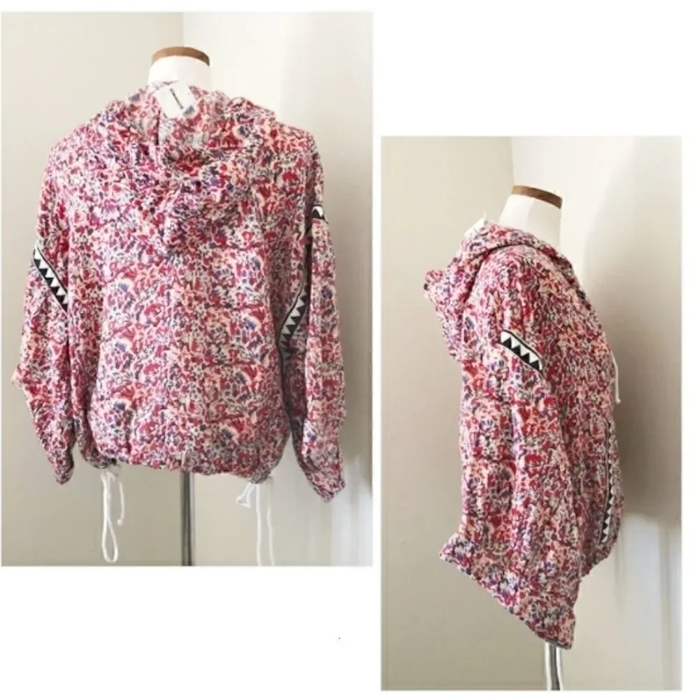 Free People Rare Embroidered Hoodie Top Size XS